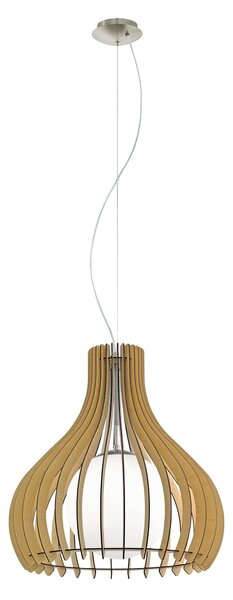 Eglo 96214 TINDORI - Závěsné dřevěné svítidlo v barvě javoru, 1 x E27, Ø 50cm (Závěsný lustr se dřevěným stínidlem)