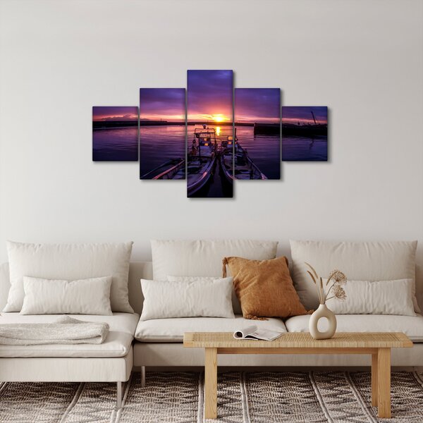 Obraz rybářských lodí v přístavu (125x70 cm)
