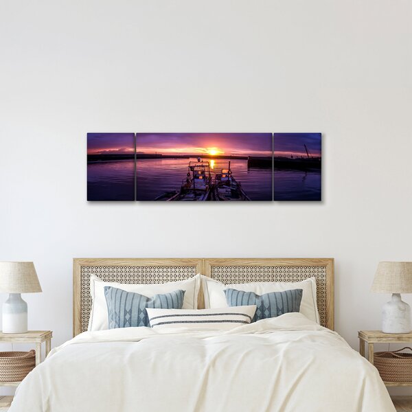 Obraz rybářských lodí v přístavu (170x50 cm)