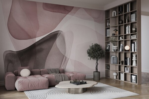 Fototapety Abstraktní tvary v odstínech růžové a tmavě hnědé, s efektem texturovaných, průsvitných, Fototapety abstraktní, w10022v1 : uwalls.cz