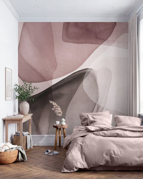 Fototapety Abstraktní tvary v odstínech růžové a tmavě hnědé, s efektem texturovaných, průsvitných, Fototapety abstraktní, w10022v1 : uwalls.cz
