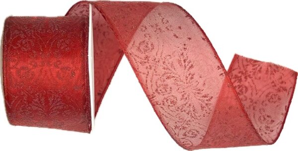 Stuha organzová BAROKO RED červená 40mm x 2m (13,-Kč/m)