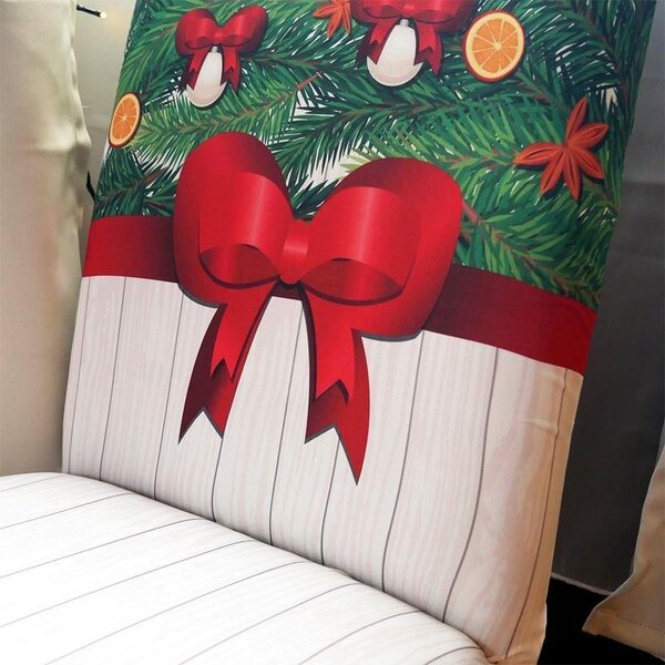 Potah na židli s vánočním motivem - mašle