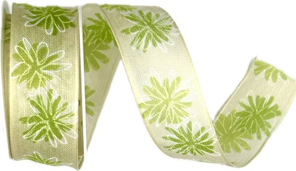 Stuha taftová DAISY BREEZE GREEN pastelově zelená 25mm x 2,5m (10,-Kč/m)