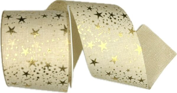 Stuha vánoční Starlight Wishes – Champagne Glow krémová 60mm x 3m (16,-Kč/m)