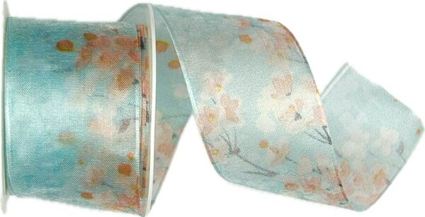 Stuha taftová BLUE GARDEN MIST modrá průsvitná 40mm x 2m (11,-Kč/m)
