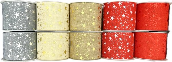Stuha vánoční Starlight Wishes – Sada 10ks - 60mm x 3m (15,-Kč/m)