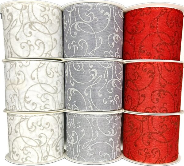 Stuha vánoční Elegant Ribbon Luxe – Sada 9ks - 60mm x 3m (15,-Kč/m)