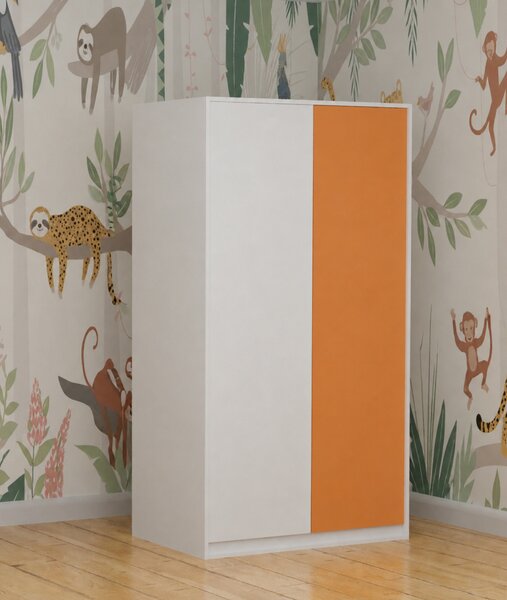 Dvoudveřová šatní skříň 98 cm RORA - bílá / oranžová
