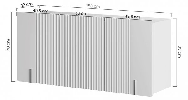Závěsná komoda Malmi 150 cm třídveřová - černý mat / zlatá