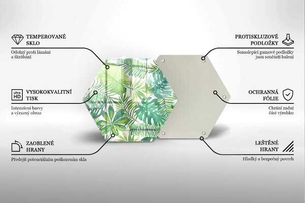 Skleněná deska do kuchyně Akvarel boho listy