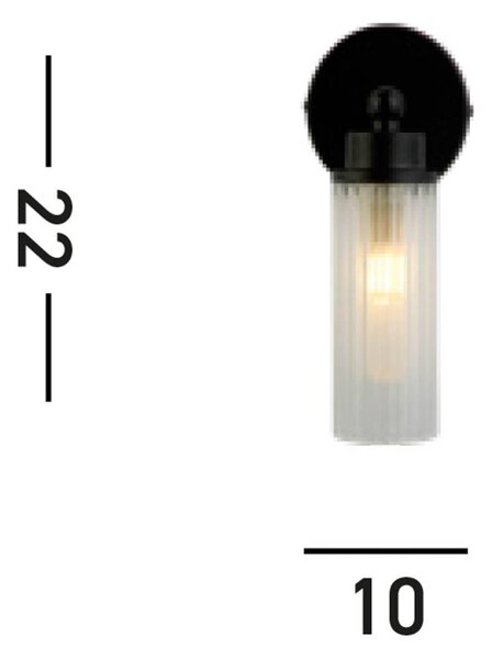 Searchlight Nástěnné svítidlo Imperial, černé, 1 světlo, ocel, sklo, IP44, stmívatelný, Černá, Koupelna, kov