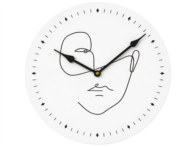 Nástěnné hodiny LINE FACE 29 cm, bílé
