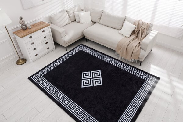 Koberec MIRO 52071.804 rám / řecký, černý / bílý
