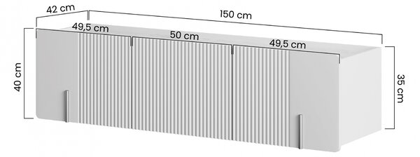 Závěsný TV stolek Malmi 150 cm - kašmírový / crema bianca / zlatý