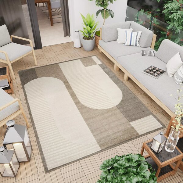 Makro Abra Kusový sisalový koberec PATIO NJ86B Geometrický krémový hnědý Rozměr: 80x150 cm