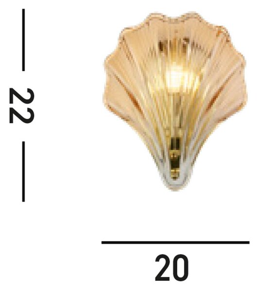 Searchlight Nástěnné svítidlo ve tvaru mušle, jantarové zabarvení, sklo, IP44, stmívatelný, Krémová / jantar, Koupelna, Sklo