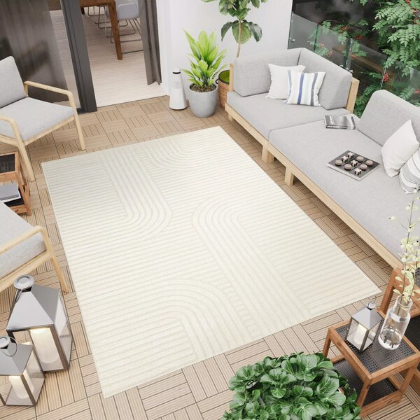Makro Abra Kusový sisalový koberec PATIO NM72A Geometrický krémový Rozměr: 80x150 cm