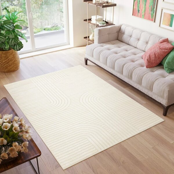 Makro Abra Kusový sisalový koberec PATIO NM72A Geometrický krémový Rozměr: 80x150 cm