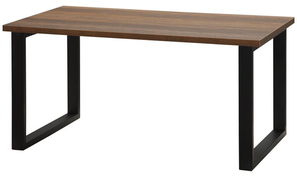 HOMCOM Oblý Kávový Stolek v Průmyslovém Stylu s Kovovými Nohami a Povrchem Napodobujícím Dřevo - 100 x 60 x 50 cm | Aosom