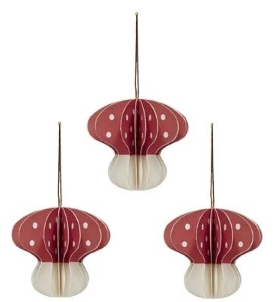 OYOY Sada papírových ozdob Mushroom Red - 3 ks OY308