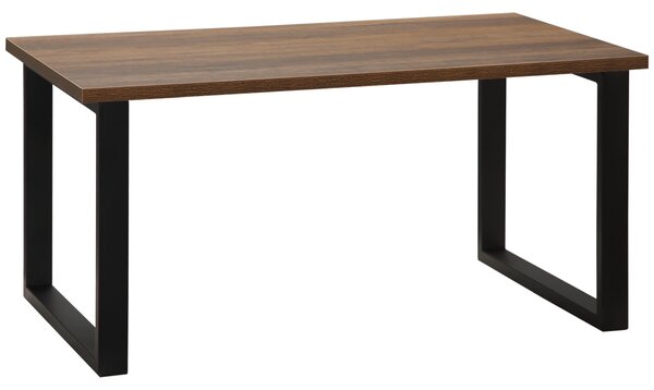 HOMCOM Oblý Kávový Stolek v Průmyslovém Stylu s Kovovými Nohami a Povrchem Napodobujícím Dřevo - 100 x 60 x 50 cm | Aosom