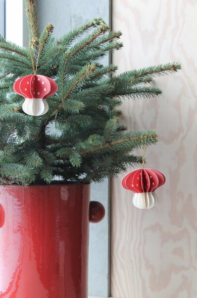 OYOY Sada papírových ozdob Mushroom Red - 3 ks OY308