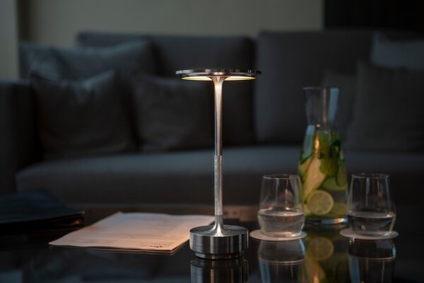 Ambientec Turn Steinless Steel, bateriová lampička z nerezi, LED 1800-2500K dotykové stmívání, Ø13x27,5cm, IP66