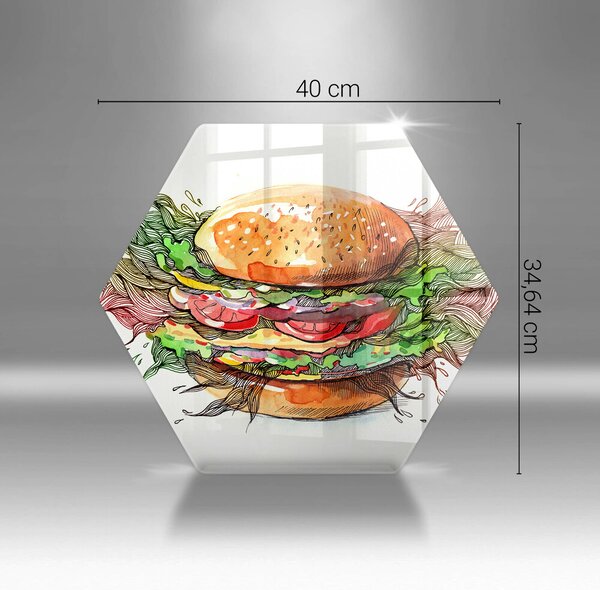 Skleněná deska do kuchyně Kresba hamburgeru