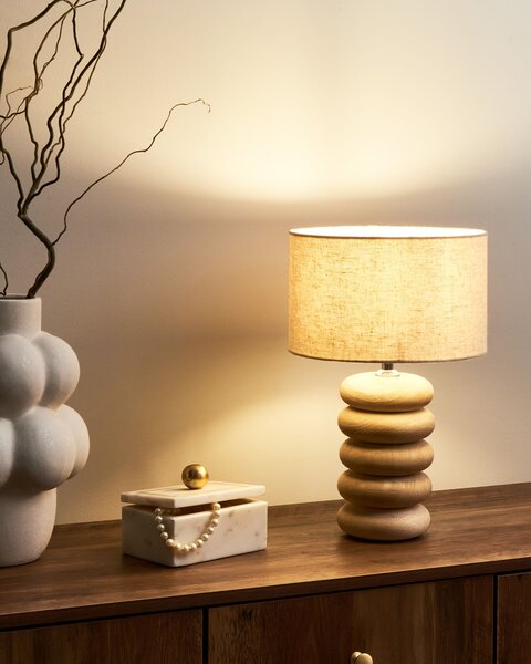 Stolní lampa BETWA Mangové dřevo Světle hnědá