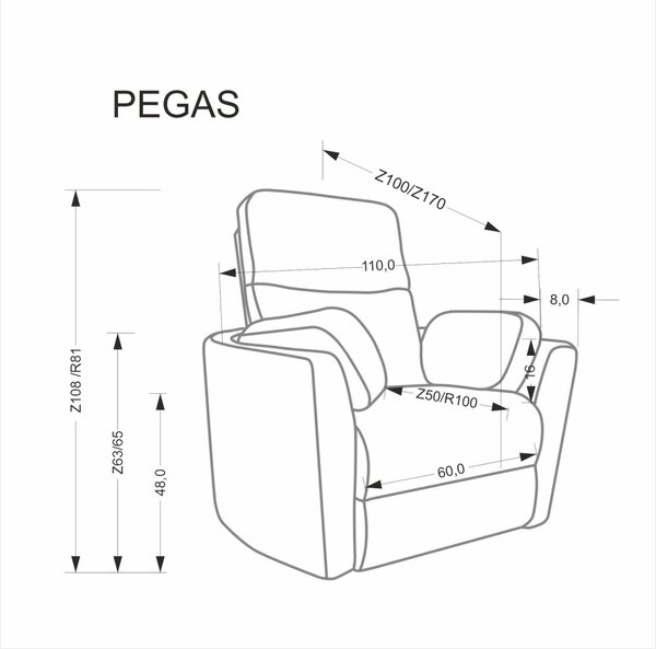 Halmar Relaxační křeslo PEGAS šedé