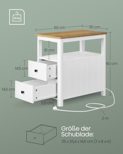 Příruční stolek se zásuvkami LET327W14