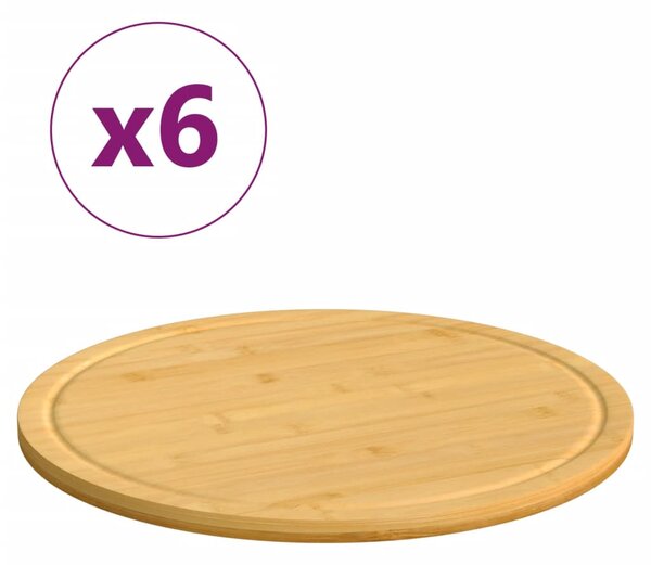 Prkénka na krájení 6 ks Ø 30 x 1,5 cm bambus