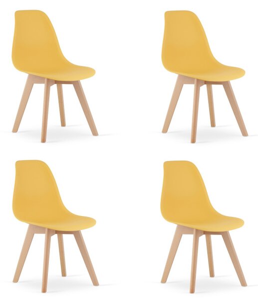 Set čtyř jídelních židlí KITO hořčičné / naturální nohy (4 ks)