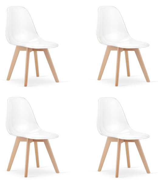 Set čtyř jídelních židlí KITO průsvitné / naturální nohy (4 ks)