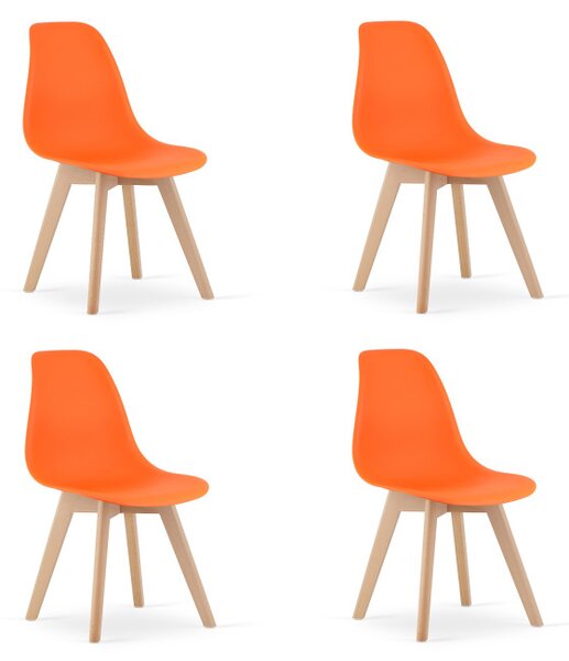 Set čtyř jídelních židlí KITO oranžové / naturální nohy (4 ks)
