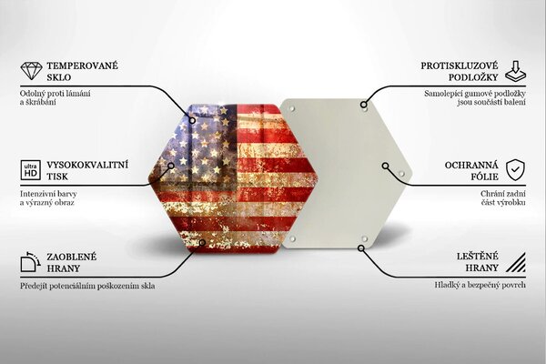 Skleněná krájecí deska Vlajka usa amerika