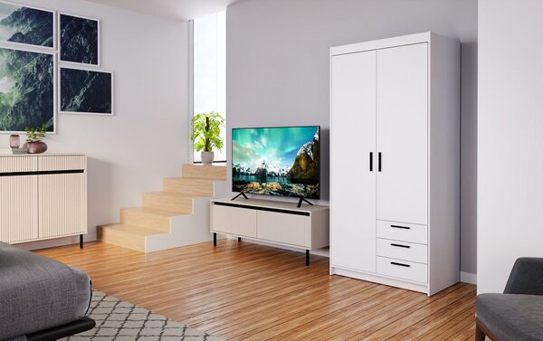 Dvoudveřová skříň 90 PILINA se šuplíky - bílá