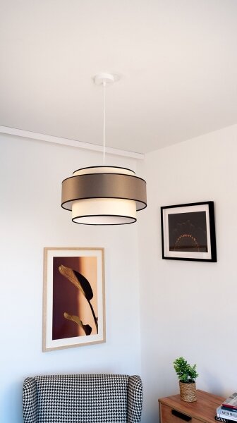 Lustr na lanku GRACE 1xE27/60W/230V pr. 40 cm krémová/hnědá