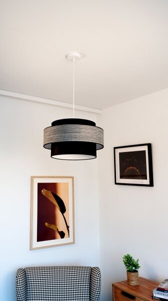 Lustr na lanku GRACE 1xE27/60W/230V pr. 40 cm černá/šedá