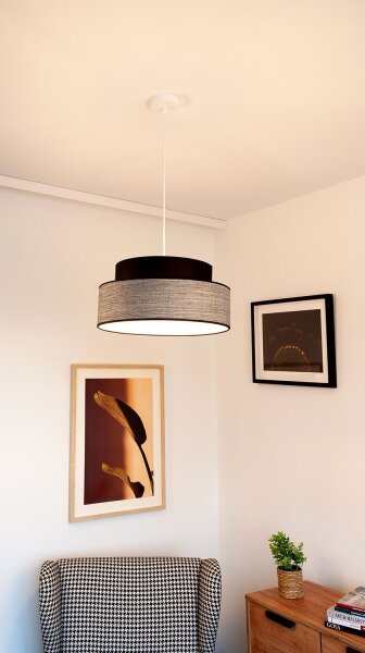 Lustr na lanku GRACE 1xE27/60W/230V pr. 40 cm černá/šedá