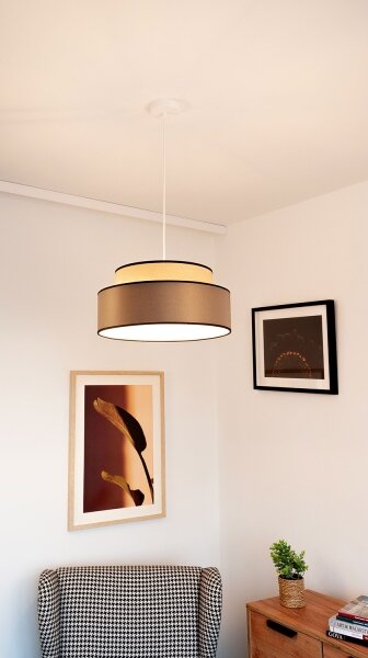 Lustr na lanku GRACE 1xE27/60W/230V pr. 40 cm béžová/hnědá