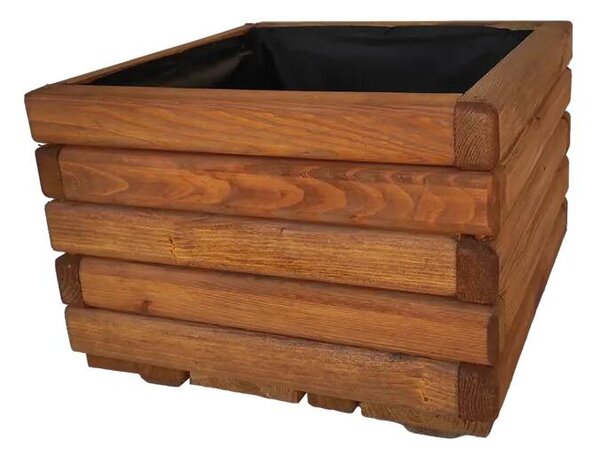 Dřevěný zahradní květináč AKSAMIT, teak, 400x400x300
