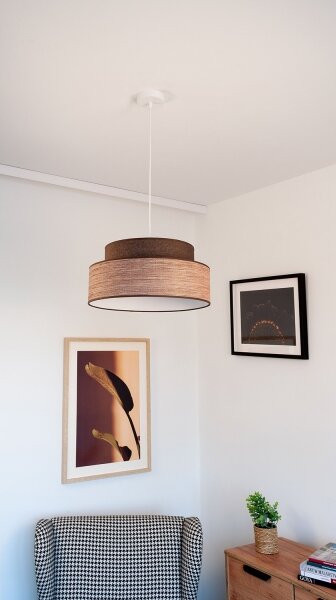 Lustr na lanku GRACE 1xE27/60W/230V pr. 40 cm hnědá/béžová