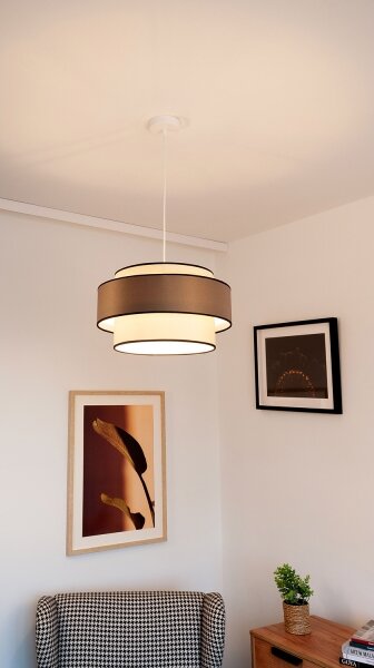 Lustr na lanku GRACE 1xE27/60W/230V pr. 40 cm krémová/hnědá