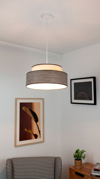 Lustr na lanku GRACE 1xE27/60W/230V pr. 40 cm krémová/hnědá