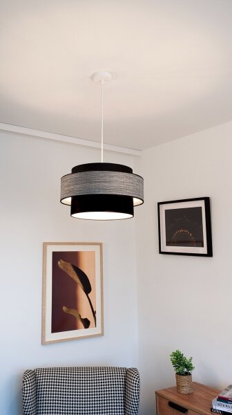 Lustr na lanku GRACE 1xE27/60W/230V pr. 40 cm černá/šedá