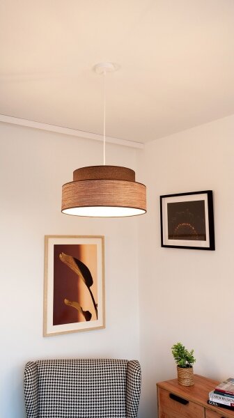 Lustr na lanku GRACE 1xE27/60W/230V pr. 40 cm hnědá/béžová