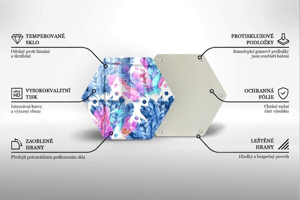 Skleněná deska do kuchyně Peří boho ilustrace