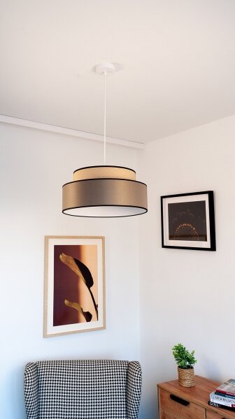 Lustr na lanku GRACE 1xE27/60W/230V pr. 40 cm béžová/hnědá